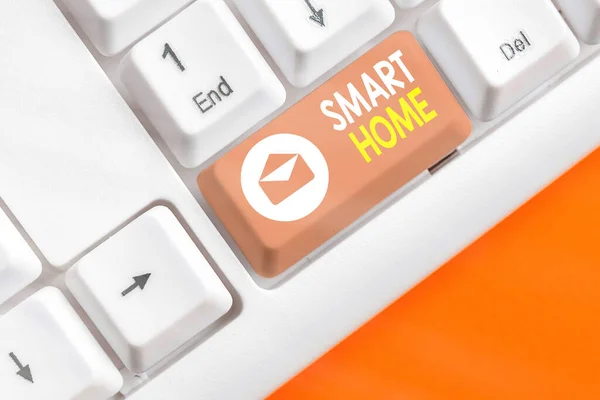 Wortschreibtext Smart Home. Geschäftskonzept für Automatisierungssysteme zur Steuerung von Beleuchtung und Klima-Entertainment-Systemen. — Stockfoto