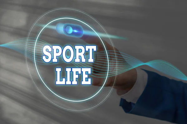 Handstil text skriva Sport Life. Begreppet "idrottsdamm" eller andra utomhusaktiviteter Fysiskt aktiv. — Stockfoto