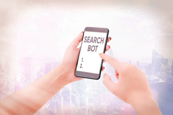 Parola che scrive testo Search Bot. Business concept per un programma che esegue attività automatizzate su Internet o rete . — Foto Stock