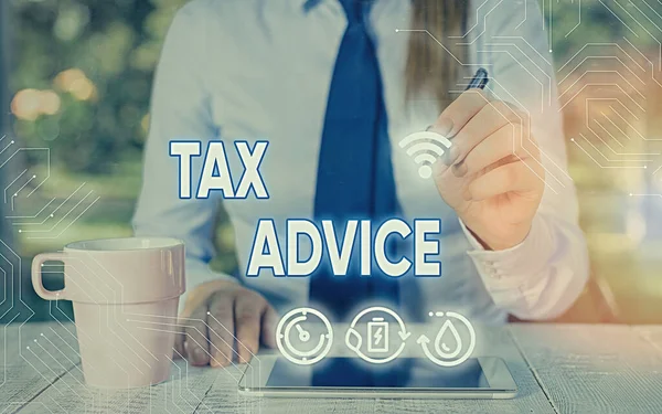Word writing text Tax Advice. Business concept for tax agent service with advanced training and knowledge of tax law.