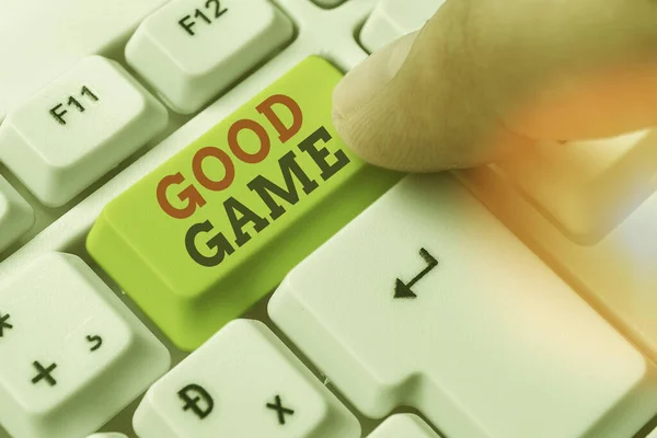 Text sign showing Good Game. Conceptual photo term frequently used in multiplayer gaming at the end of a match.