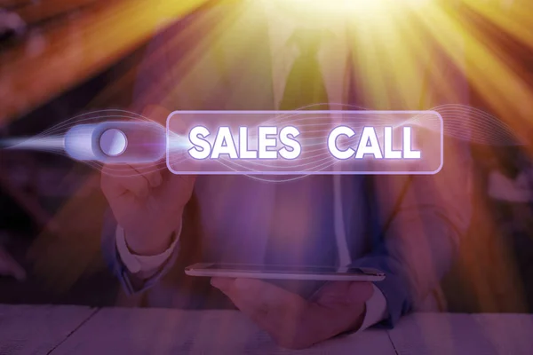 Schreiben Zettel mit Verkaufsaufruf. Geschäftsfoto, das einen Anruf eines Vertriebsmitarbeiters eines Unternehmens zeigt. — Stockfoto