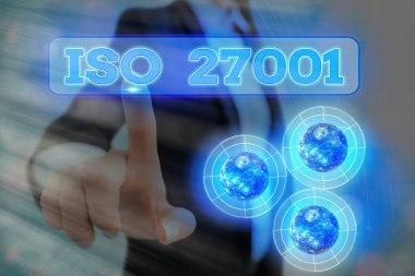 El yazısı Iso 27001. NASA tarafından desteklenen bu görüntünün bir bilgi güvenliği yönetim sistemi elementleri için kavram tanımlaması.