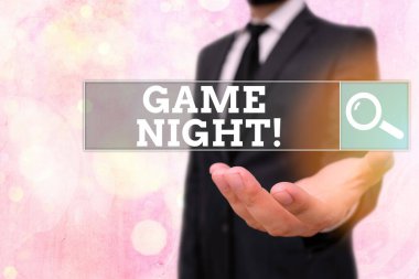 Oyun Gecesi'ni gösteren kavramsal el yazısı. İş fotoğraf metin genellikle onun arkadaşları ile poker gibi yetişkin oyun tarihleri denir.