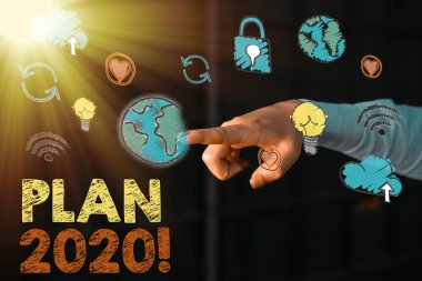 Plan 2020'yi gösteren metin işareti. Kavramsal fotoğraf ayrıntılı önerisi önümüzdeki yıl bir şey elde yapıyor.