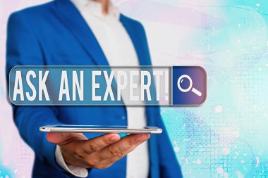 Bir Uzmana Sor yazısını gösteriyor. Kavramsal fotoğraf danışmanı. Bir konuda yetenekli ya da bilgili birine..