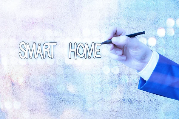 Konzeptionelle Handschrift, die Smart Home zeigt. Business Foto Text Automation System Steuerung Beleuchtung Klima Entertainment-Systeme. — Stockfoto
