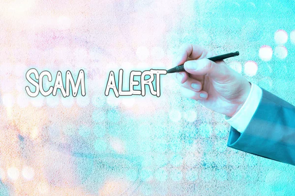 Conceptual hand writing showing Scam Alert. Business photo text warning someone about scheme or fraud notice any unusual. — ストック写真