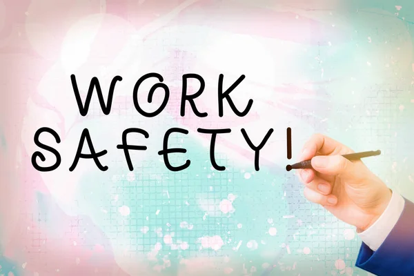 Εννοιολογική γραφή στο χέρι που δείχνει την ασφάλεια εργασίας. Πολιτικές και διαδικασίες για τις φωτογραφίες επιχειρήσεων που εφαρμόζονται για την εξασφάλιση της υγείας των εργαζομένων. — Φωτογραφία Αρχείου