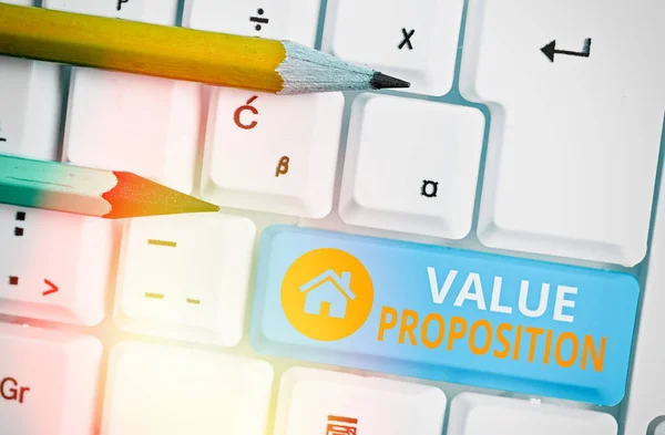 Handwriting text writing Value Proposition. Concept meaning feature intended to make a company or product attractive. — Stock Photo, Image