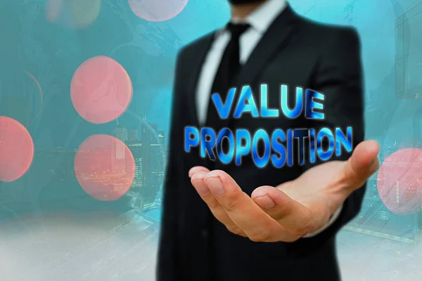 Conceptual hand writing showing Value Proposition. Business photo text feature intended to make a company or product attractive. — Stock Photo, Image