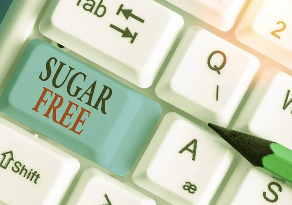 Εννοιολογικό χειρόγραφο που δείχνει το Sugar Free. Επαγγελματικό φωτογραφικό κείμενο που περιέχει τεχνητή γλυκαντική ουσία αντί για ζάχαρη. — Φωτογραφία Αρχείου