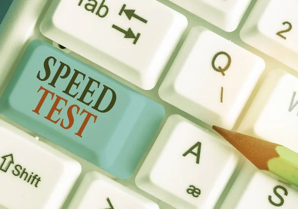 Conceptual hand writing showing Speed Test. Business photo text psychological test for the maximum speed of performing a task.