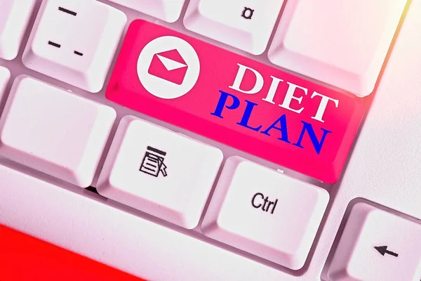 Skriva lapp som visar Diet Plan. Företagsfoto visar detaljerade förslag för att göra eller uppnå en heati äta vana. — Stockfoto