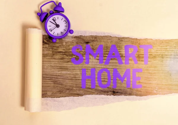Konceptualne pismo ręczne pokazujące Smart Home. Business photo showcasing automatyzacja systemu sterowania oświetleniem klimatyzacja systemy rozrywki. — Zdjęcie stockowe