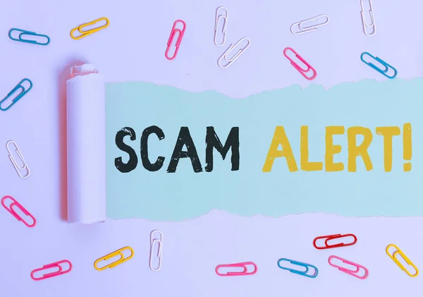 Text sign showing Scam Alert. Conceptual photo warning someone about scheme or fraud notice any unusual.