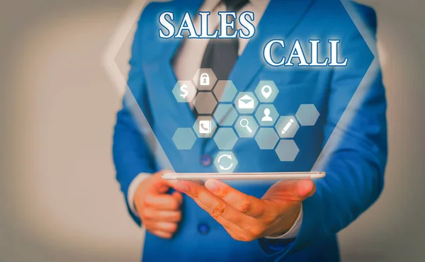手写体文字书写销售呼叫.概念是指一家公司的销售代表打来的电话. — 图库照片