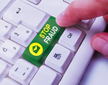 Text sign showing Stop Fraud. Conceptual photo campaign advices showing to watch out thier money transactions.