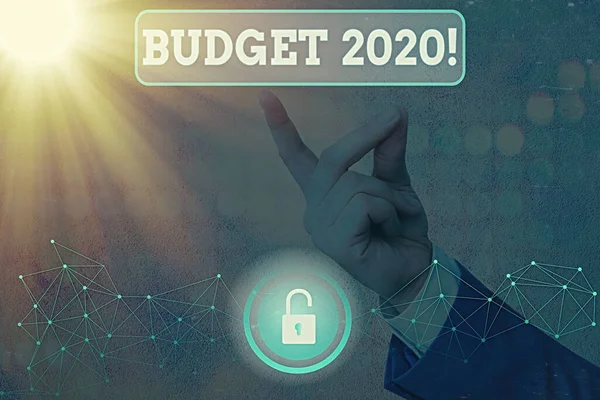 Texte manuscrit Budget 2020. Concept signifiant estimation des recettes et des dépenses pour l'année en cours . — Photo