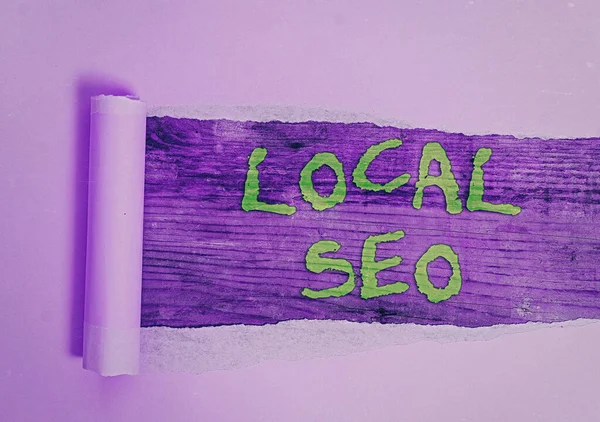 Word writing text Local Seo. Business concept for optimize your website to rank better for a local audience. — Stock Photo, Image