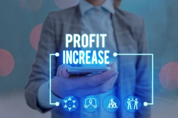 Scrittura a mano concettuale che mostra l'aumento del profitto. Foto di business che mostra la crescita della quantità di ricavi ottenuti da un'azienda . — Foto Stock