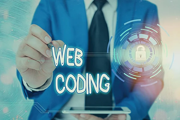 Word writing text Web Coding. Business concept for work involved in developing a web site for the Internet.