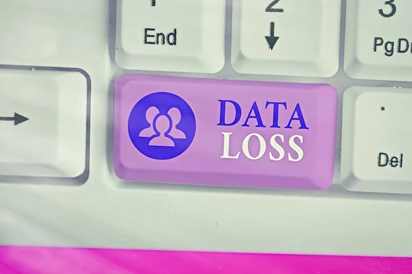 Kézírás szöveg írás Data Loss. Fogalom jelentése folyamat vagy esemény, ami az adatok sérülését és törlését eredményezi. — Stock Fotó