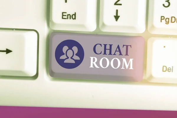 Handwriting text writing Chat Room. Concept meaning area on the Internet or computer network where users communicate. — Stock Photo, Image