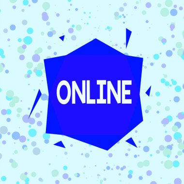 İnternette el yazısı metni. Bir ağa bağlı bilgisayar ya da aygıt anlamına gelen kavram ve asimetrik düzensiz biçimli şekil nesne ana hatlarını çoklu renk tasarımı kullanmaya hazır.