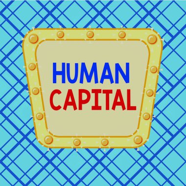 Sözcük yazısı Huanalysis Capital. İşçi becerisinin ekonomik değerinin ölçülmesi için iş konsepti. Asimetrik biçimsiz biçim şekli nesne tasarımı çok renkli tasarım..