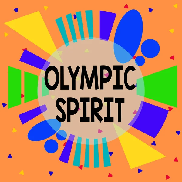Handwriting text Olympic Spirit. Concept meaning having pride in your national team but putting aside politics Asymmetrical uneven shaped format pattern object outline multicolour design.