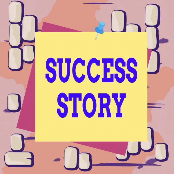 Word writing text Success Story. Business concept for someone or something that has attain a goal Successful demonstrating Reminder color background thumbtack tack memo attached office pin square. — ストック写真