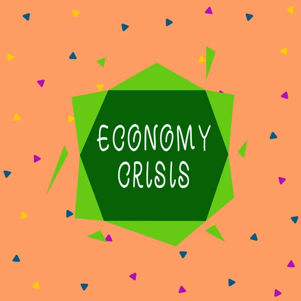 Handwriting text Economy Crisis. Concept meaning the economy of a country experiences a sudden downturn Asymmetrical uneven shaped format pattern object outline multicolour design. — Stock Fotó