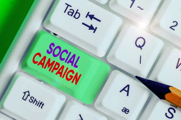 Word writing text Social Campaign. Business concept for use social media platform to improve brand awareness.