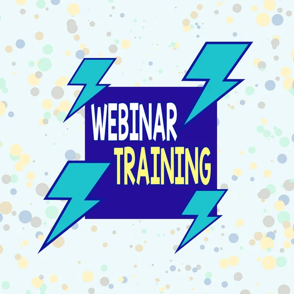 Handwriting text writing Webinar Training. Concept meaning a training or seminar that takes place on the Internet Asymmetrical uneven shaped format pattern object outline multicolour design.