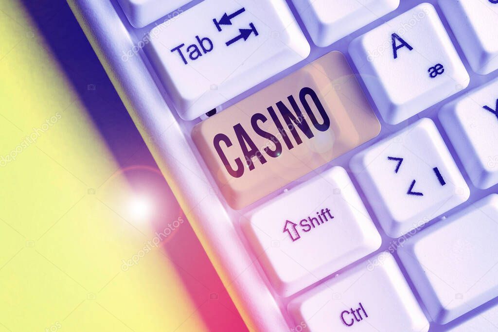Handwriting text Casino. Concept meaning a building where games especially roulette and card games are played.