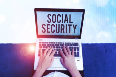 Text sign showing Social Security. Conceptual photo government system that provide monetary assistance to people.