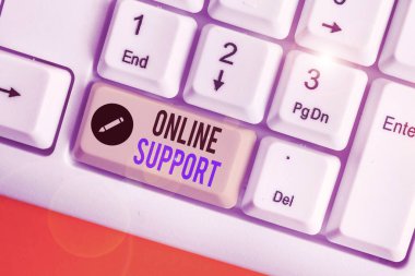 Kelime yazma metni Online Desteği. Elektronik için iş kavramı genellikle müşteri hizmetlerinin web tabanlı sürümü.