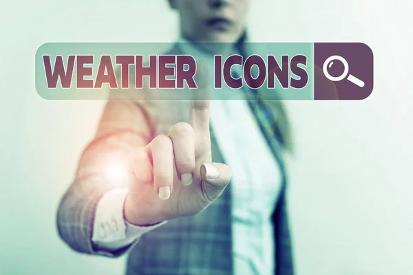 Text schreiben Wetter-Symbole. Geschäftskonzept für die Darstellung auf einem synoptischen Diagramm, das für die Wettervorhersage verwendet wird. — Stockfoto