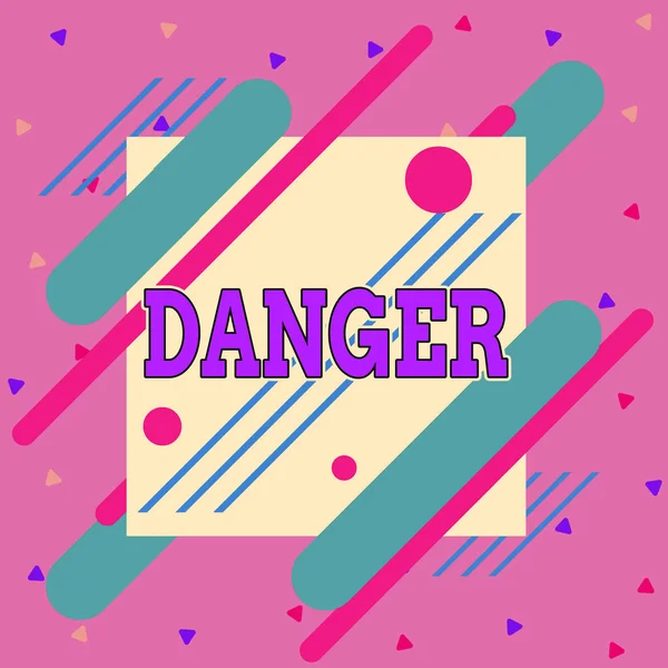 Handwriting text writing Danger. Concept meaning the possibility of something unwelcome or unpleasant happening Asymmetrical uneven shaped format pattern object outline multicolour design. — Stock Photo, Image