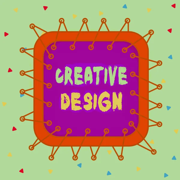 Scrittura concettuale a mano che mostra Creative Design. Business photo vetrina sottoinsieme di comunicazione visiva e design di comunicazione asimmetrico modello irregolare oggetto design multicolore . — Foto Stock