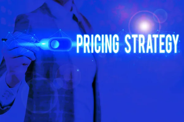 Escribir texto a mano Estrategia de Precios. Concepto: método que utilizan las empresas para fijar el precio de sus productos o servicios . —  Fotos de Stock