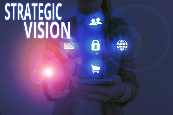 Handwriting text Strategic Vision. Concept meaning clarifies the direction the organisation needs to move. — Stock Photo, Image