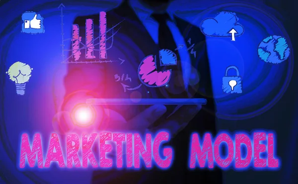 Nota de escritura que muestra el modelo de marketing. Foto comercial mostrando análisis estadístico como regresiones emultivariadas en las ventas . — Foto de Stock