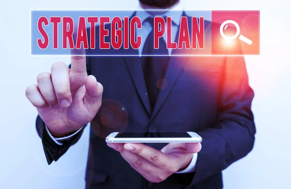 Writing note showing Strategic Plan. Business photo showcasing analysisagement activity that is used to set and focus priorities. — Stock Photo, Image