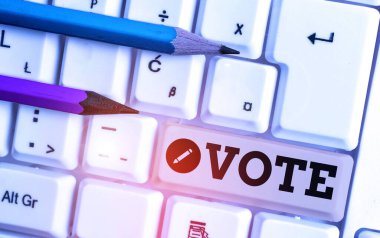 Oy yazma el yazısı metin. Seçim çoğunluk WINS resmi bir gösterge ifade hareket anlam kavramı.