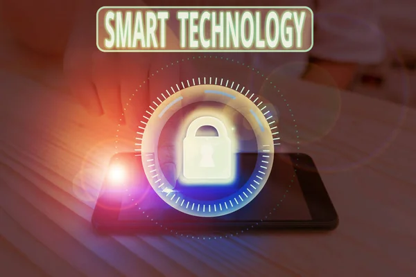 Text sign showing Smart Technology. Conceptual photo used to protect and prevent errors in hard drives. — Stock Photo, Image