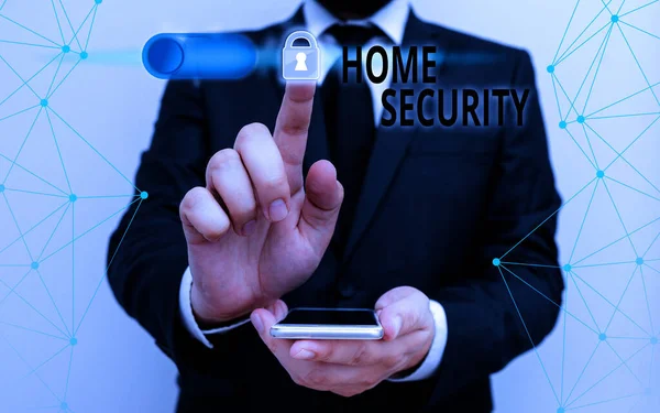 Handschriftliche Textschreiben Home Security. Konzept bedeutet ein System, das Ihr Zuhause vor unerwünschten Eindringlingen schützt. — Stockfoto