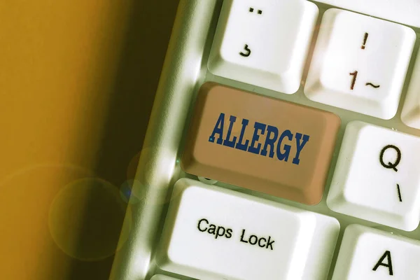 Tanda teks menunjukkan Allergy. Foto konseptual Hipersensitif terhadap sistem imun terhadap zat tertentu. — Stok Foto