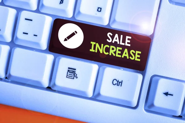 Writing note showing Sale Increase. Business photo showcasing amount a company derives from sales compared to a previous. — Stockfoto